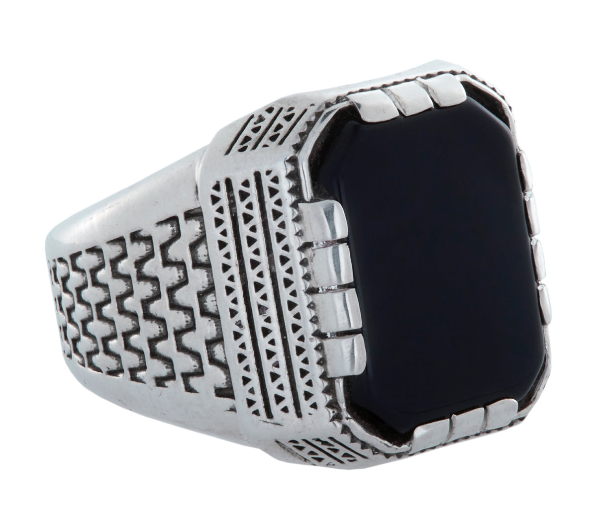 LHN Jewelry アメリカ製 Aztec リング 真鍮 x オニキス LHN Jewelry アメリカ製 Aztec リング 真鍮 x オニキス (LHN