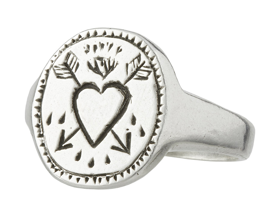 Pierced Heart Signet Ring