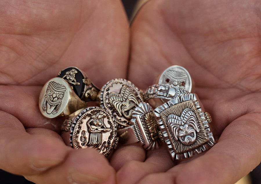 Tiki God Signet Ring