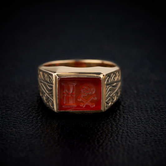 Skull & Hourglass Signet Ring - One of a Kind