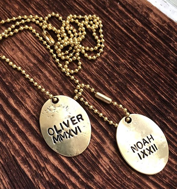 Gold dog tags custom on sale